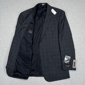 Jos A Bank Travelers Collection Sport Coat 44L Glen Plaid 100% Wool Blazer NWT